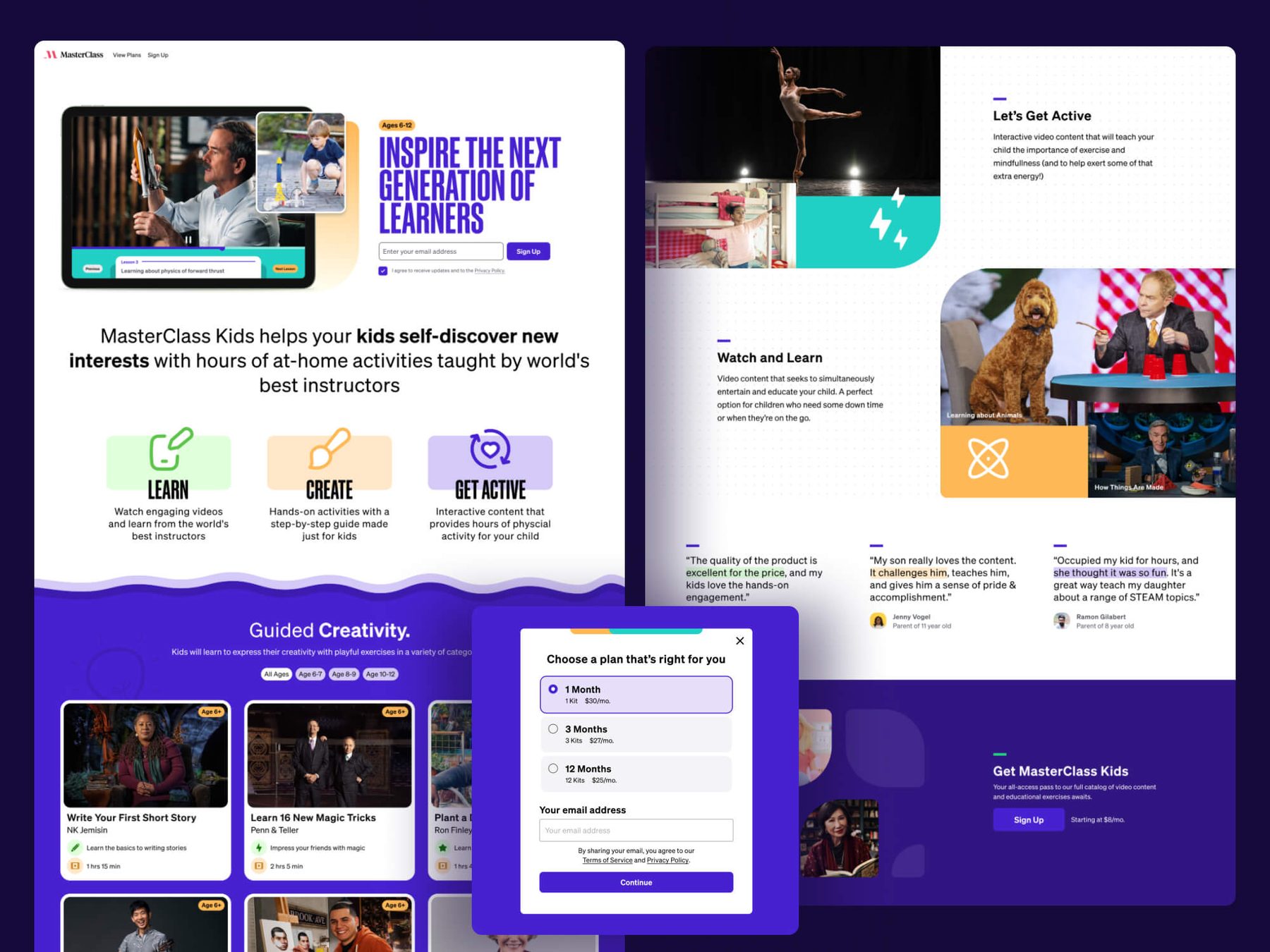 MC Kids landing page prototype