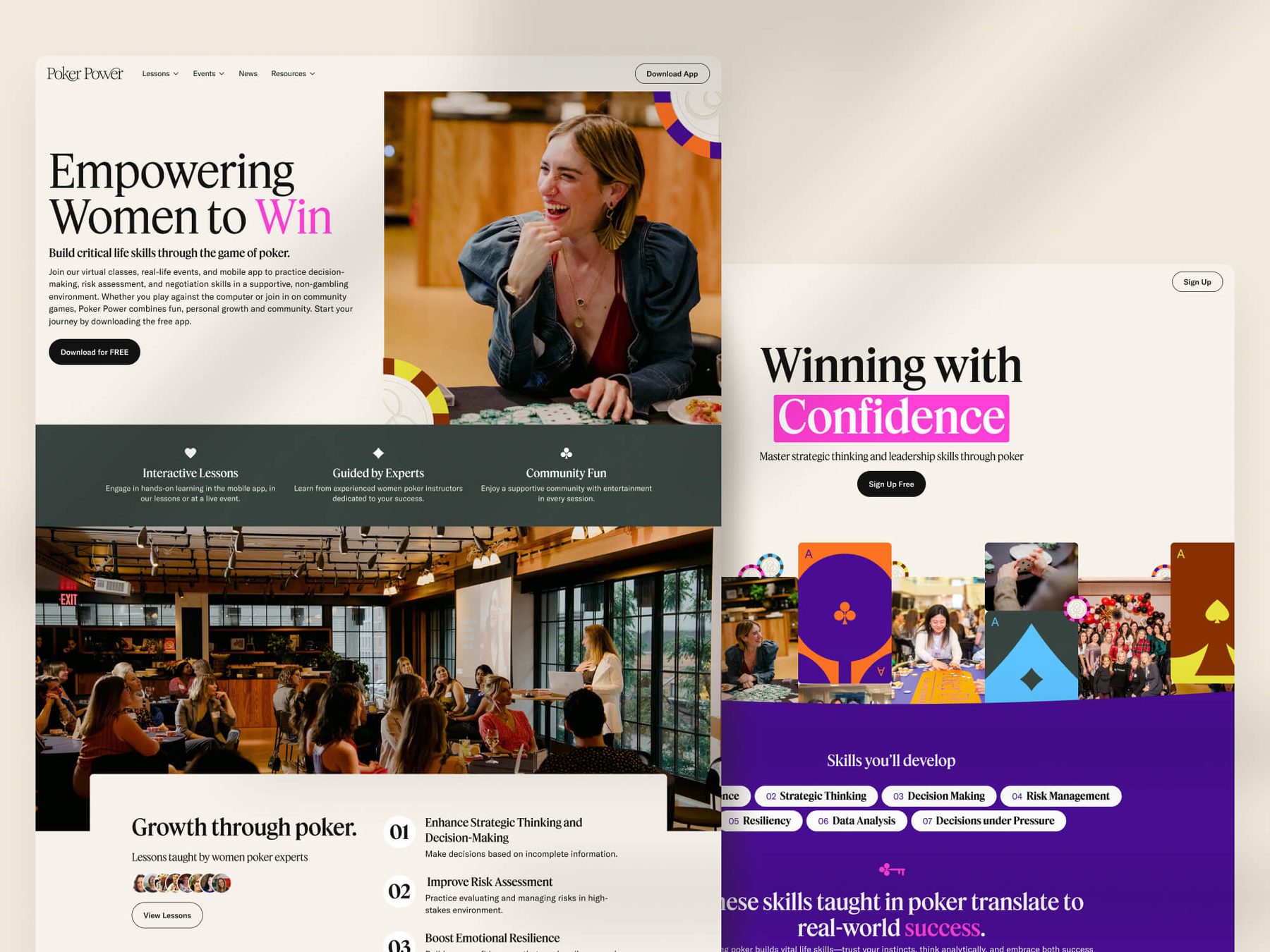 Poker Power marketing website pages