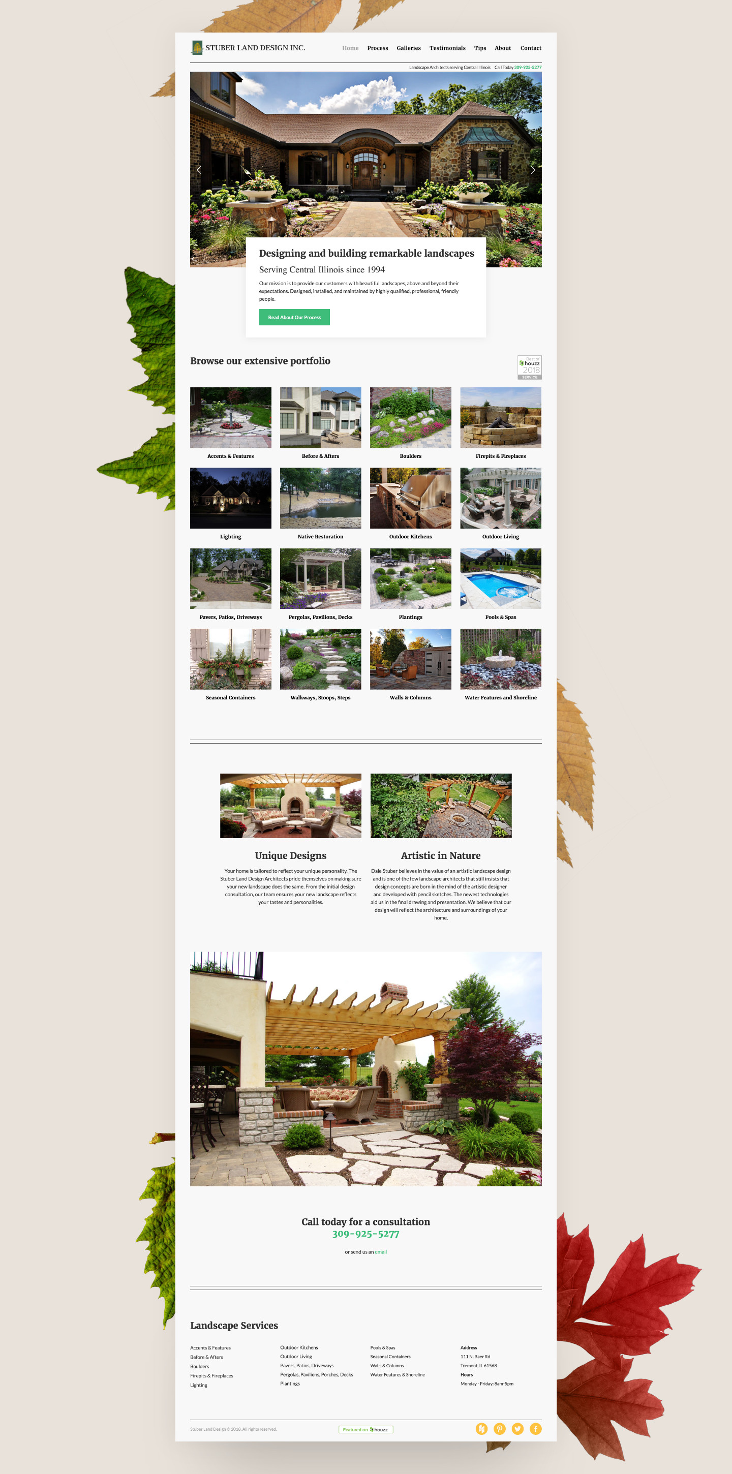 stuber land design homepage layout